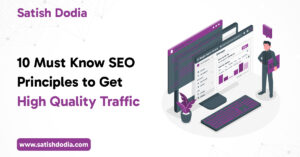 Illustration showing top SEO principles for getting high-quality website traffic