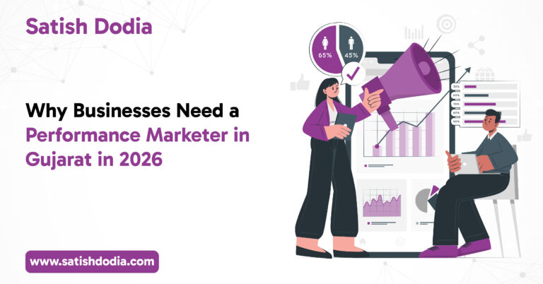 Performance marketer working on digital ad campaign analytics in Gujarat