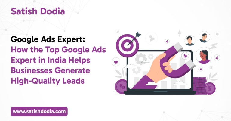 Google Ads expert analyzing campaign performance and lead generation metrics on a digital marketing dashboard for business growth.