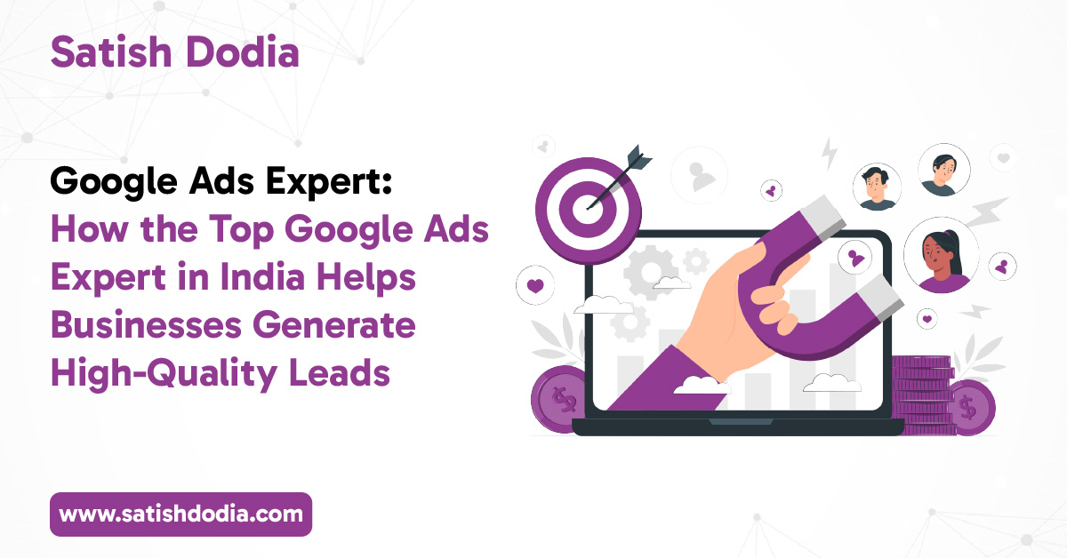 Google Ads expert analyzing campaign performance and lead generation metrics on a digital marketing dashboard for business growth.